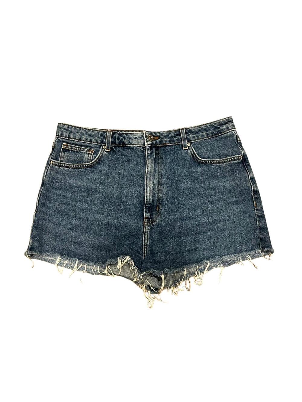 Forever 21 Denim Mini Skirt Distressed Raw Hem Y2K Low Rise Blue Womens 30